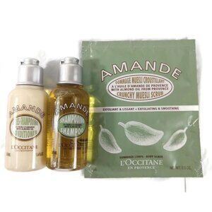 L'Occitane Almond Shampoo & Conditioner & Crunchy Museli Scrub X 3 NEW